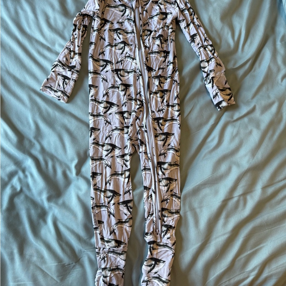 Dreamiere Whale Print Kids fold over Footie Pajama